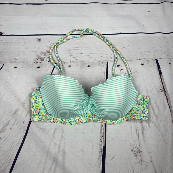 34B VS Teal Stripe Bikini Top - Picture 1 of 8